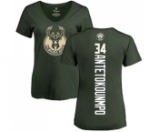 NBA Women's Nike Milwaukee Bucks #34 Giannis Antetokounmpo Green Backer T-Shirt