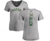 NBA Women's Nike Milwaukee Bucks #34 Ray Allen Ash Backer T-Shirt