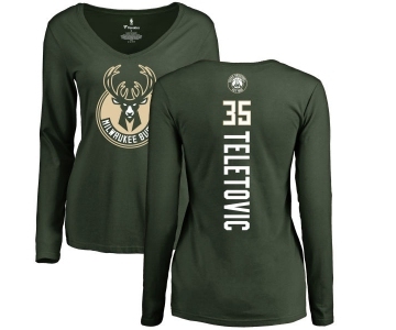 NBA Women's Nike Milwaukee Bucks #35 Mirza Teletovic Green Backer Long Sleeve T-Shirt