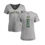 NBA Women's Nike Milwaukee Bucks #42 Vin Baker Ash Backer T-Shirt