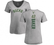 NBA Women's Nike Milwaukee Bucks #42 Vin Baker Ash Backer T-Shirt