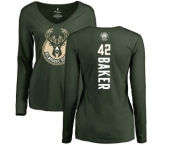 NBA Women's Nike Milwaukee Bucks #42 Vin Baker Green Backer Long Sleeve T-Shirt