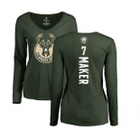 NBA Women's Nike Milwaukee Bucks #7 Thon Maker Green Backer Long Sleeve T-Shirt