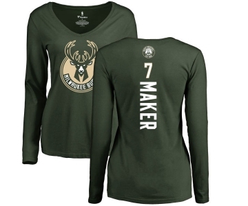 NBA Women's Nike Milwaukee Bucks #7 Thon Maker Green Backer Long Sleeve T-Shirt