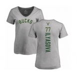 NBA Women's Nike Milwaukee Bucks #77 Ersan Ilyasova Ash Backer T-Shirt