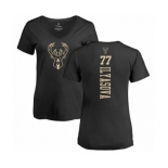 NBA Women's Nike Milwaukee Bucks #77 Ersan Ilyasova Black One Color Backer Slim-Fit V-Neck T-Shirt