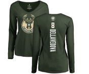 NBA Women's Nike Milwaukee Bucks #8 Matthew Dellavedova Green Backer Long Sleeve T-Shirt