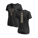 NBA Women's Nike Milwaukee Bucks #9 Donte DiVincenzo Black One Color Backer Slim-Fit V-Neck T-Shirt