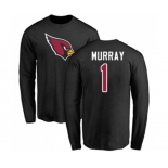 Football Arizona Cardinals #1 Kyler Murray Black Name & Number Logo Long Sleeve T-Shirt