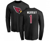 Football Arizona Cardinals #1 Kyler Murray Black Name & Number Logo Long Sleeve T-Shirt