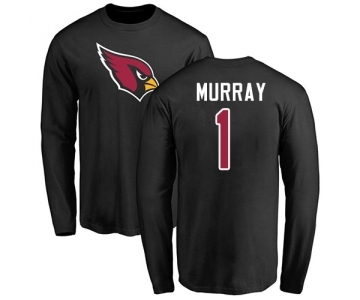 Football Arizona Cardinals #1 Kyler Murray Black Name & Number Logo Long Sleeve T-Shirt