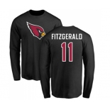 Football Arizona Cardinals #11 Larry Fitzgerald Black Name & Number Logo Long Sleeve T-Shirt