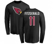 Football Arizona Cardinals #11 Larry Fitzgerald Black Name & Number Logo Long Sleeve T-Shirt