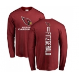 Football Arizona Cardinals #11 Larry Fitzgerald Maroon Backer Long Sleeve T-Shirt