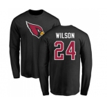 Football Arizona Cardinals #24 Adrian Wilson Black Name & Number Logo Long Sleeve T-Shirt