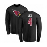 Football Arizona Cardinals #4 Andy Lee Black Name & Number Logo Long Sleeve T-Shirt