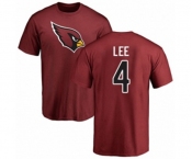 Football Arizona Cardinals #4 Andy Lee Maroon Name & Number Logo T-Shirt