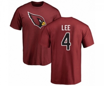 Football Arizona Cardinals #4 Andy Lee Maroon Name & Number Logo T-Shirt