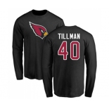 Football Arizona Cardinals #40 Pat Tillman Black Name & Number Logo Long Sleeve T-Shirt