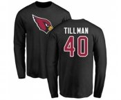 Football Arizona Cardinals #40 Pat Tillman Black Name & Number Logo Long Sleeve T-Shirt