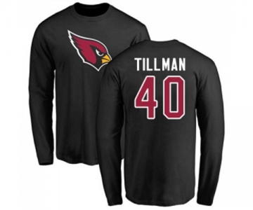 Football Arizona Cardinals #40 Pat Tillman Black Name & Number Logo Long Sleeve T-Shirt