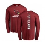 Football Arizona Cardinals #40 Pat Tillman Maroon Backer Long Sleeve T-Shirt