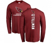 Football Arizona Cardinals #40 Pat Tillman Maroon Backer Long Sleeve T-Shirt