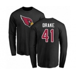 Football Arizona Cardinals #41 Kenyan Drake Black Name & Number Logo Long Sleeve T-Shirt