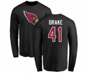 Football Arizona Cardinals #41 Kenyan Drake Black Name & Number Logo Long Sleeve T-Shirt