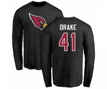 Football Arizona Cardinals #41 Kenyan Drake Black Name & Number Logo Long Sleeve T-Shirt