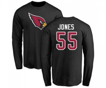 Football Arizona Cardinals #55 Chandler Jones Black Name & Number Logo Long Sleeve T-Shirt