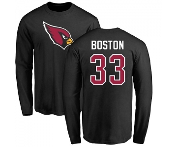 NFL Nike Arizona Cardinals #33 Tre Boston Black Name & Number Logo Long Sleeve T-Shirt