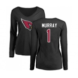 Football Women's Arizona Cardinals #1 Kyler Murray Black Name & Number Logo Long Sleeve T-Shirt