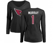 Football Women's Arizona Cardinals #1 Kyler Murray Black Name & Number Logo Long Sleeve T-Shirt