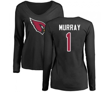 Football Women's Arizona Cardinals #1 Kyler Murray Black Name & Number Logo Long Sleeve T-Shirt