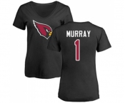 Football Women's Arizona Cardinals #1 Kyler Murray Black Name & Number Logo T-Shirt