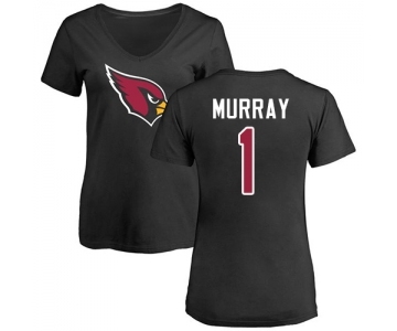 Football Women's Arizona Cardinals #1 Kyler Murray Black Name & Number Logo T-Shirt