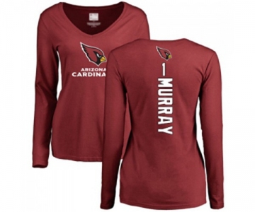 Football Women's Arizona Cardinals #1 Kyler Murray Maroon Backer Long Sleeve T-Shirt