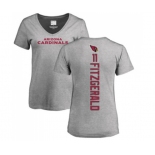 Football Women's Arizona Cardinals #11 Larry Fitzgerald Ash Backer V-Neck T-Shirt