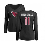 Football Women's Arizona Cardinals #11 Larry Fitzgerald Black Name & Number Logo Long Sleeve T-Shirt