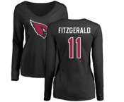 Football Women's Arizona Cardinals #11 Larry Fitzgerald Black Name & Number Logo Long Sleeve T-Shirt