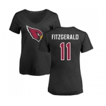 Football Women's Arizona Cardinals #11 Larry Fitzgerald Black Name & Number Logo T-Shirt