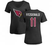 Football Women's Arizona Cardinals #11 Larry Fitzgerald Black Name & Number Logo T-Shirt