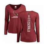 Football Women's Arizona Cardinals #11 Larry Fitzgerald Maroon Backer Long Sleeve T-Shirt