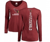 Football Women's Arizona Cardinals #11 Larry Fitzgerald Maroon Backer Long Sleeve T-Shirt