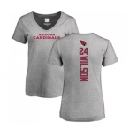 Football Women's Arizona Cardinals #24 Adrian Wilson Ash Backer V-Neck T-Shirt