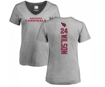 Football Women's Arizona Cardinals #24 Adrian Wilson Ash Backer V-Neck T-Shirt