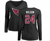 Football Women's Arizona Cardinals #24 Adrian Wilson Black Name & Number Logo Long Sleeve T-Shirt