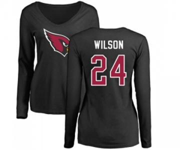 Football Women's Arizona Cardinals #24 Adrian Wilson Black Name & Number Logo Long Sleeve T-Shirt