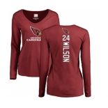 Football Women's Arizona Cardinals #24 Adrian Wilson Maroon Backer Long Sleeve T-Shirt